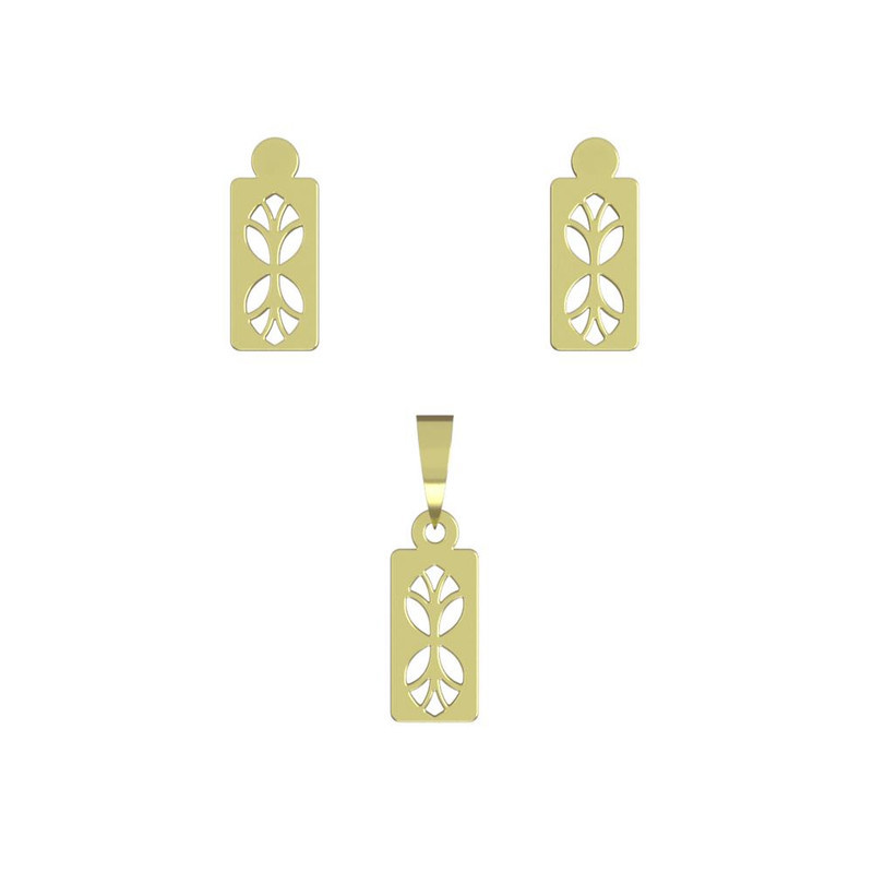 نیم ست طلا 18 عیار زنانه مدوپد مدل مستطیل کد NA10863