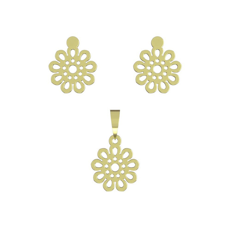 نیم ست طلا 18 عیار زنانه مدوپد مدل گل کد NA10864 نیم ست طلا 18 عیار زنانه مدوپد مدل گل کد NA10864