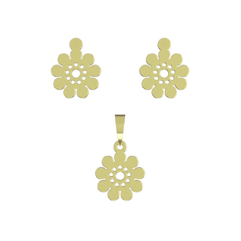 نیم ست طلا 18 عیار زنانه مدوپد مدل گل کد NA10865 نیم ست طلا 18 عیار زنانه مدوپد مدل گل کد NA10865