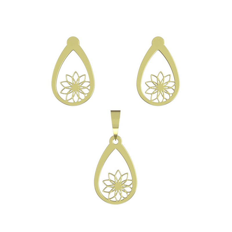 نیم ست طلا 18 عیار زنانه مدوپد مدل گل کد NA10985 نیم ست طلا 18 عیار زنانه مدوپد مدل گل کد NA10985