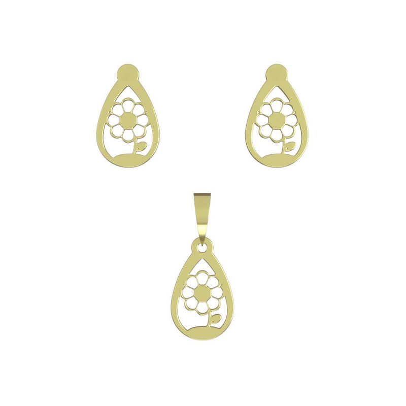 نیم ست طلا 18 عیار زنانه مدوپد مدل گل کد NA10986 نیم ست طلا 18 عیار زنانه مدوپد مدل گل کد NA10986