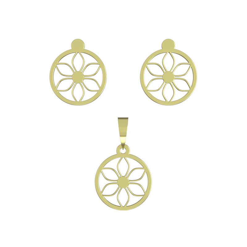 نیم ست طلا 18 عیار زنانه مدوپد مدل گل کد NA11005 نیم ست طلا 18 عیار زنانه مدوپد مدل گل کد NA11005