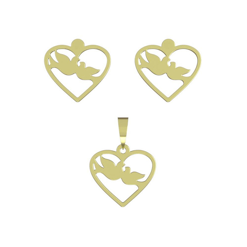 نیم ست طلا 18 عیار زنانه مدوپد مدل قلب و پرنده کد NA11048 نیم ست طلا 18 عیار زنانه مدوپد مدل قلب و پرنده کد NA11048