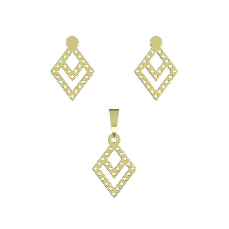 نیم ست طلا 18 عیار زنانه مدوپد مدل لوزی کد NA11060 نیم ست طلا 18 عیار زنانه مدوپد مدل لوزی کد NA11060