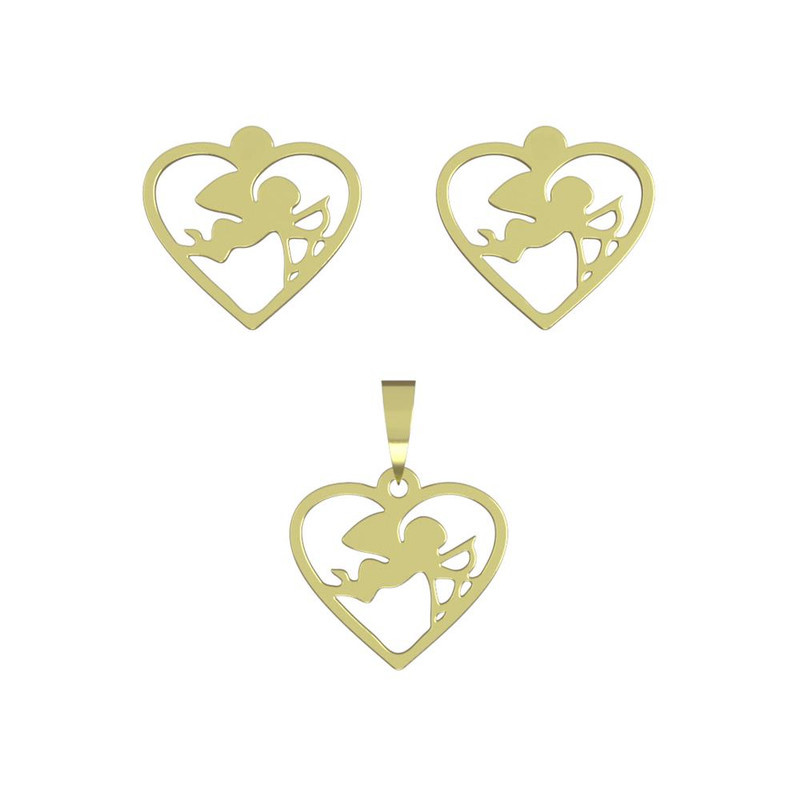 نیم ست طلا 18 عیار زنانه مدوپد مدل قلب و فرشته کد NA11063 نیم ست طلا 18 عیار زنانه مدوپد مدل قلب و فرشته کد NA11063