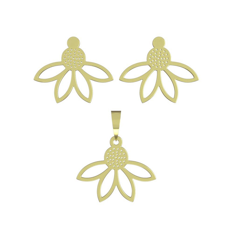 نیم ست طلا 18 عیار زنانه مدوپد مدل گل کد NA11067 نیم ست طلا 18 عیار زنانه مدوپد مدل گل کد NA11067