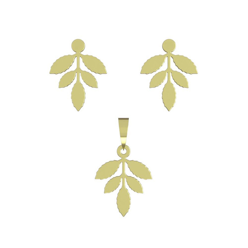 نیم ست طلا 18 عیار زنانه مدوپد مدل برگ کد NA11083 نیم ست طلا 18 عیار زنانه مدوپد مدل برگ کد NA11083