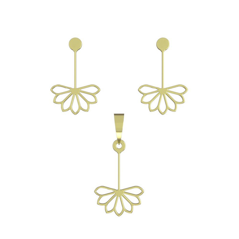 نیم ست طلا 18 عیار زنانه مدوپد مدل گل کد NA11093 نیم ست طلا 18 عیار زنانه مدوپد مدل گل کد NA11093