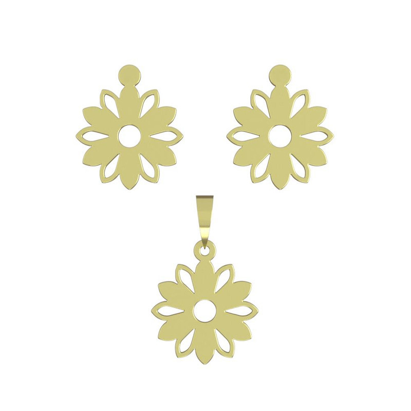 نیم ست طلا 18 عیار زنانه مدوپد مدل گل کد NA11096 نیم ست طلا 18 عیار زنانه مدوپد مدل گل کد NA11096