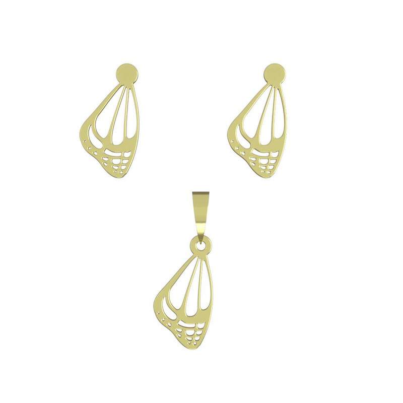 نیم ست طلا 18 عیار زنانه مدوپد مدل بال پروانه کد NA11133