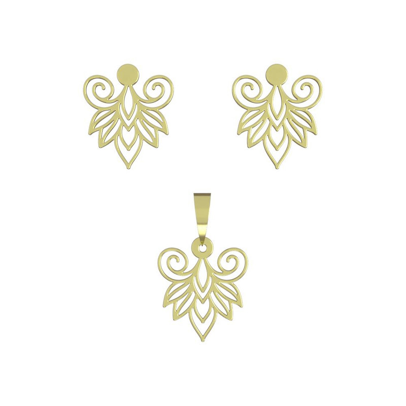 نیم ست طلا 18 عیار زنانه مدوپد مدل برگ کد NA11149