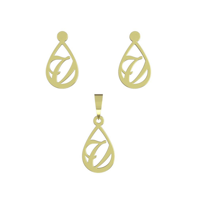 نیم ست طلا 18 عیار زنانه مدوپد مدل حرف v کد NA11245