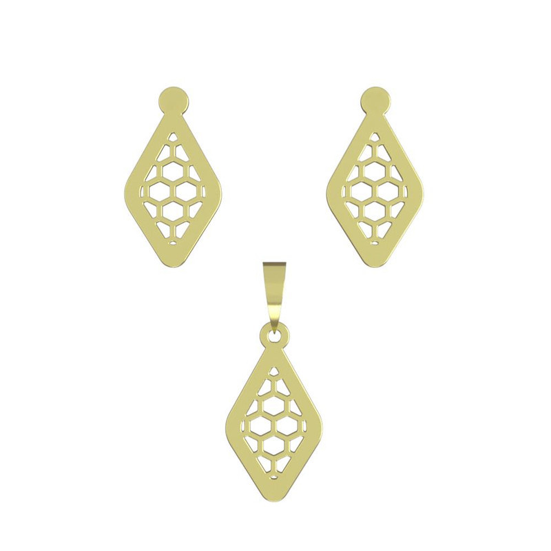 نیم ست طلا 18 عیار زنانه مدوپد مدل لوزی کد NA11269 نیم ست طلا 18 عیار زنانه مدوپد مدل لوزی کد NA11269