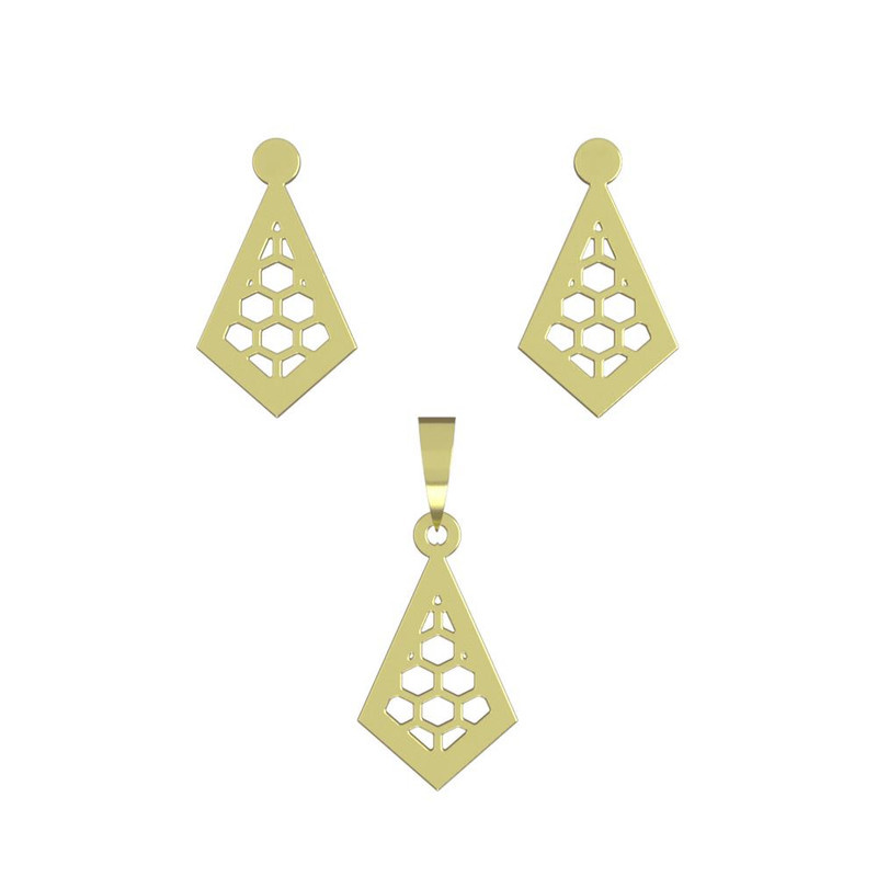 نیم ست طلا 18 عیار زنانه مدوپد مدل لوزی کد NA11306 نیم ست طلا 18 عیار زنانه مدوپد مدل لوزی کد NA11306