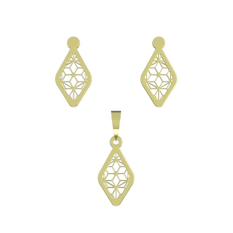 نیم ست طلا 18 عیار زنانه مدوپد مدل لوزی کد NA11328