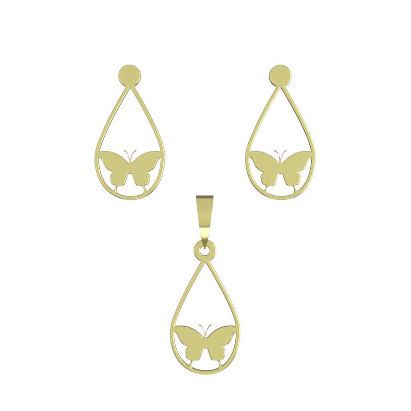 نیم ست طلا 18 عیار زنانه مدوپد مدل پروانه کد NA11338