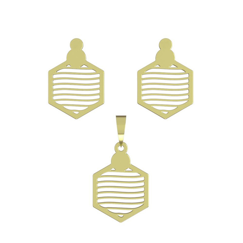 نیم ست طلا 18 عیار زنانه مدوپد مدل شش ضلعی کد NA11348 نیم ست طلا 18 عیار زنانه مدوپد مدل شش ضلعی کد NA11348