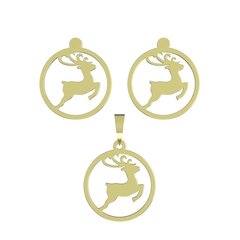 نیم ست طلا 18 عیار زنانه مدوپد مدل گوزن کریسمس کد NA11373 نیم ست طلا 18 عیار زنانه مدوپد مدل گوزن کریسمس کد NA11373