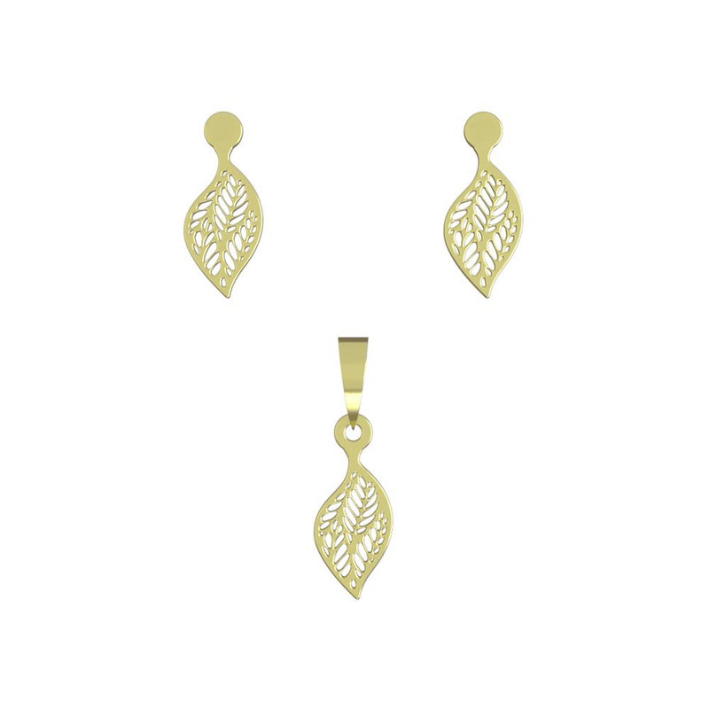 نیم ست طلا 18 عیار زنانه مدوپد مدل برگ کد NA11394