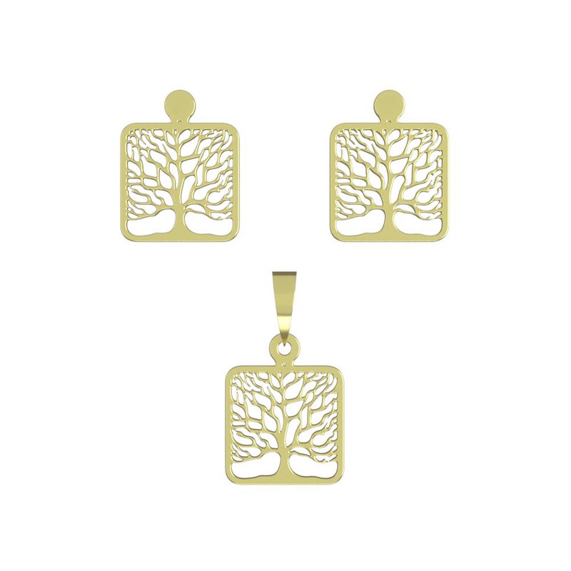 نیم ست طلا 18 عیار زنانه مدوپد مدل درخت کد NA11410 نیم ست طلا 18 عیار زنانه مدوپد مدل درخت کد NA11410