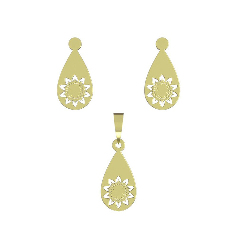 نیم ست طلا 18 عیار زنانه مدوپد مدل گل کد NA11437 نیم ست طلا 18 عیار زنانه مدوپد مدل گل کد NA11437