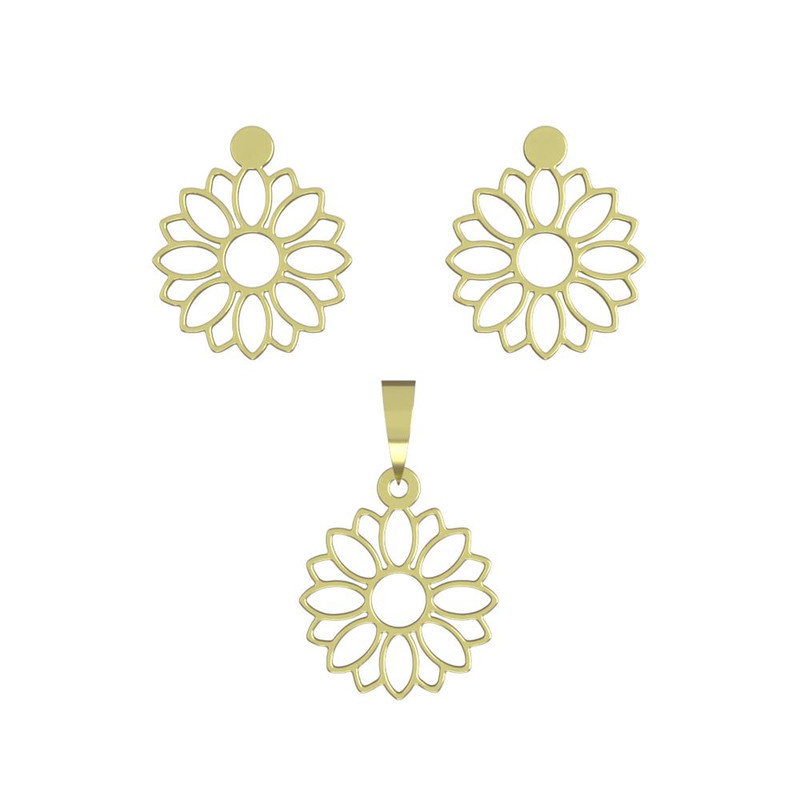 نیم ست طلا 18 عیار زنانه مدوپد مدل گل کد NA11441 نیم ست طلا 18 عیار زنانه مدوپد مدل گل کد NA11441