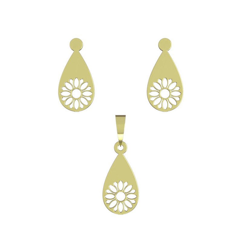 نیم ست طلا 18 عیار زنانه مدوپد مدل گل کد NA11456 نیم ست طلا 18 عیار زنانه مدوپد مدل گل کد NA11456