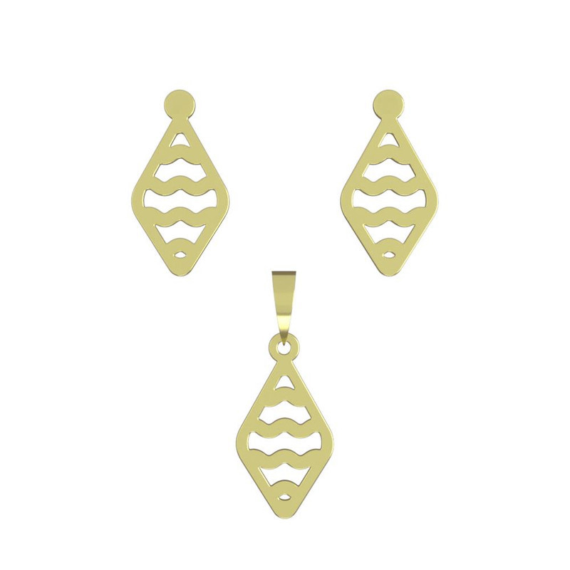 نیم ست طلا 18 عیار زنانه مدوپد مدل لوزی کد NA11493 نیم ست طلا 18 عیار زنانه مدوپد مدل لوزی کد NA11493