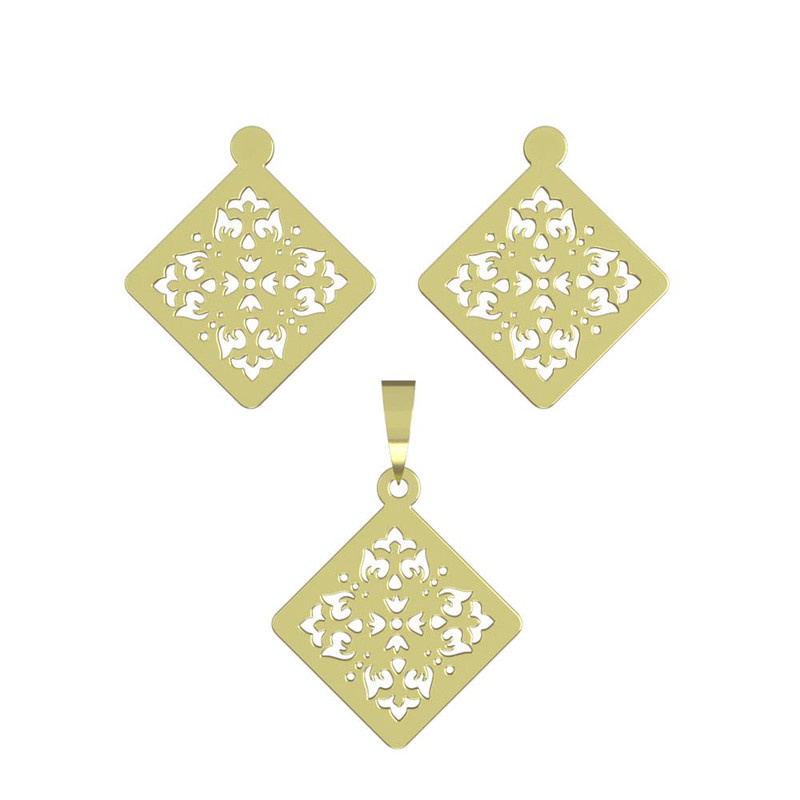 نیم ست طلا 18 عیار زنانه مدوپد مدل لوزی کد NA11523 نیم ست طلا 18 عیار زنانه مدوپد مدل لوزی کد NA11523