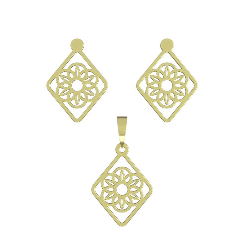 نیم ست طلا 18 عیار زنانه مدوپد مدل گل کد NA11540