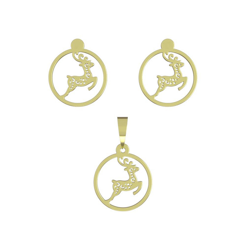 نیم ست طلا 18 عیار زنانه مدوپد مدل گوزن کد NA11595 نیم ست طلا 18 عیار زنانه مدوپد مدل گوزن کد NA11595