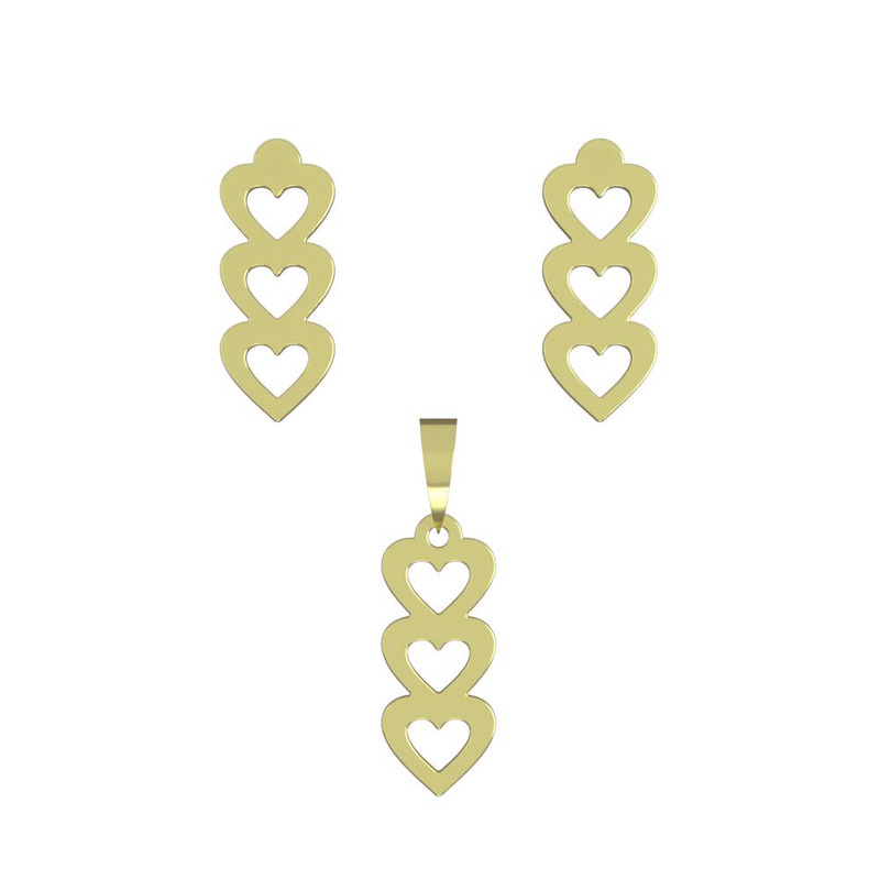 نیم ست طلا 18 عیار زنانه مدوپد مدل سه قلب کد NA11713 نیم ست طلا 18 عیار زنانه مدوپد مدل سه قلب کد NA11713