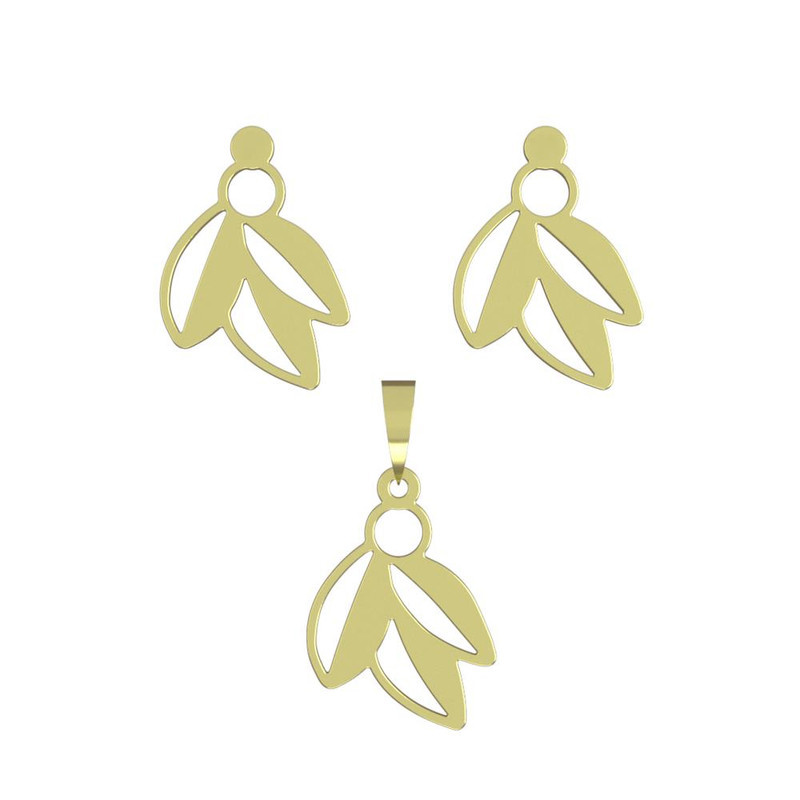 نیم ست طلا 18 عیار زنانه مدوپد مدل برگ کد NA11777