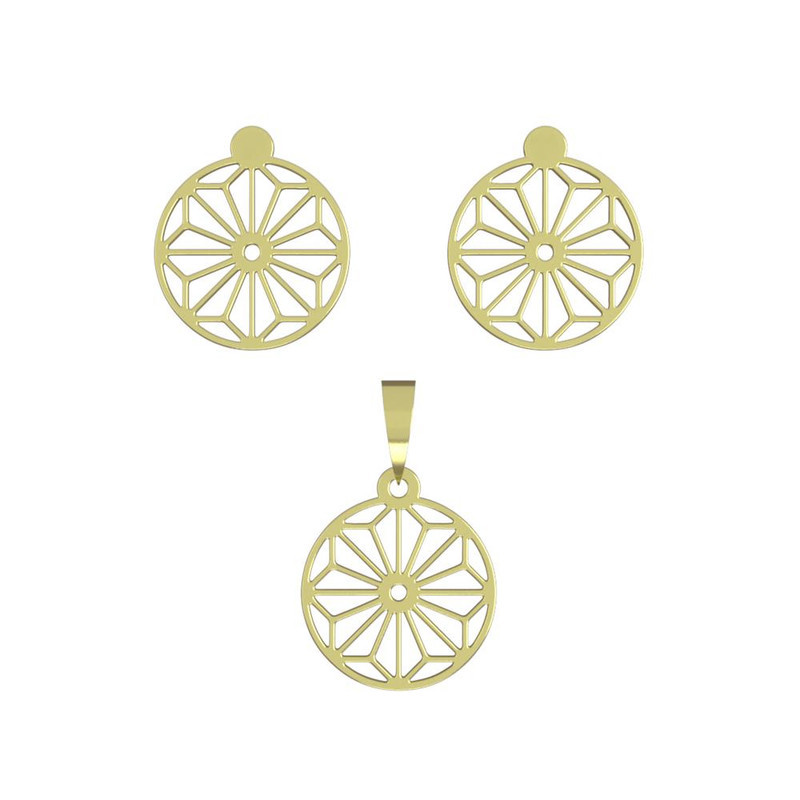 نیم ست طلا 18 عیار زنانه مدوپد مدل خورشید هندسی کد NA11816