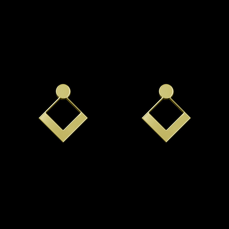 گوشواره طلا 18 عیار زنانه مدوپد مدل لوزی کد GA1-10065