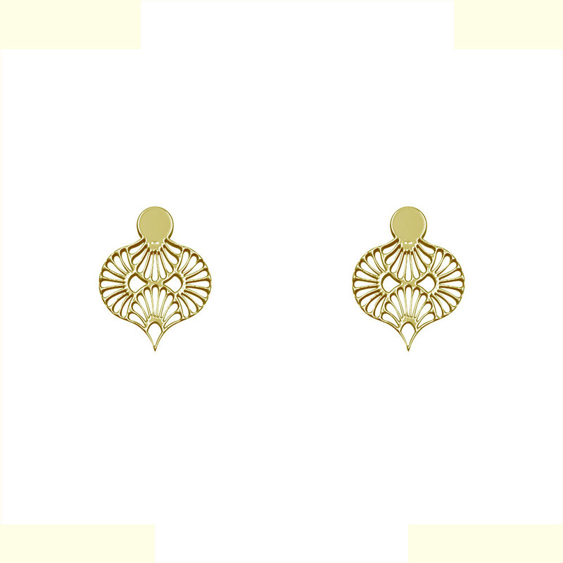 گوشواره طلا 18 عیار زنانه مدوپد مدل اسلیمی کد GA1-10110