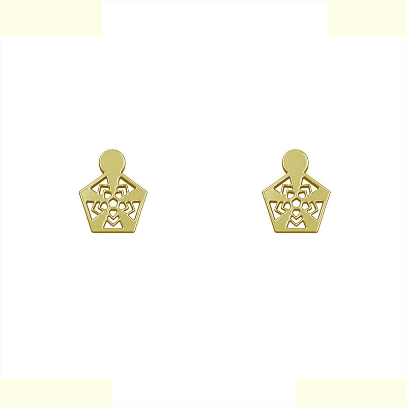 گوشواره طلا 18 عیار زنانه مدوپد مدل پنج ضلعی کد GA1-10188