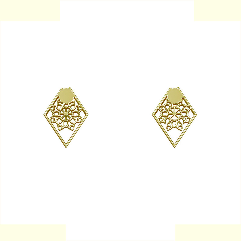 گوشواره طلا 18 عیار زنانه مدوپد مدل لوزی کد GA1-10257