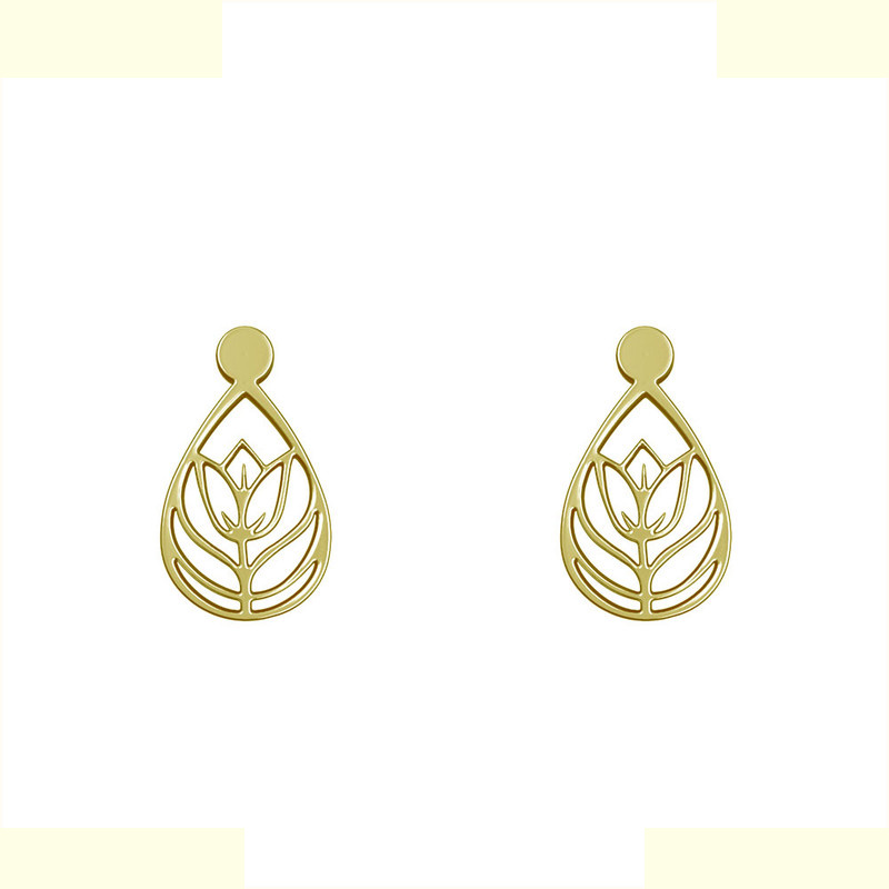 گوشواره طلا 18 عیار زنانه مدوپد مدل گل کد GA1-10479