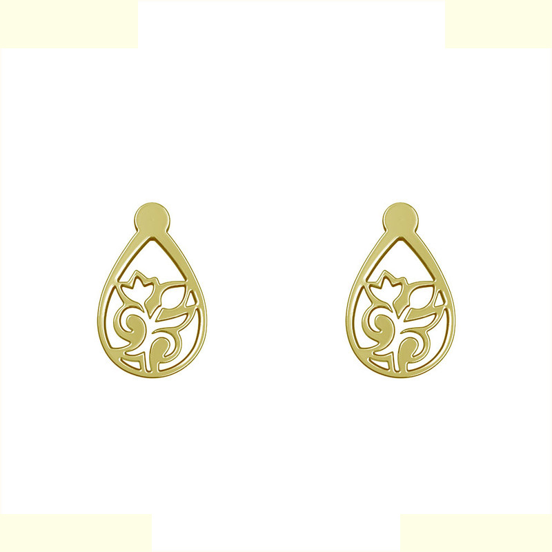 گوشواره طلا 18 عیار زنانه مدوپد مدل گل کد GA1-10577