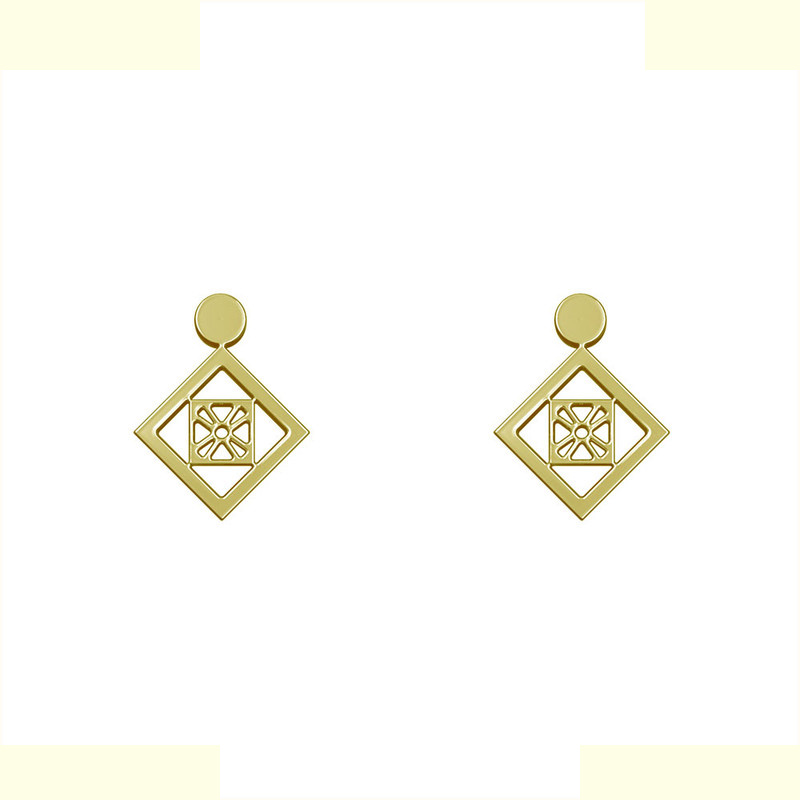 گوشواره طلا 18 عیار زنانه مدوپد مدل لوزی کد GA1-10647