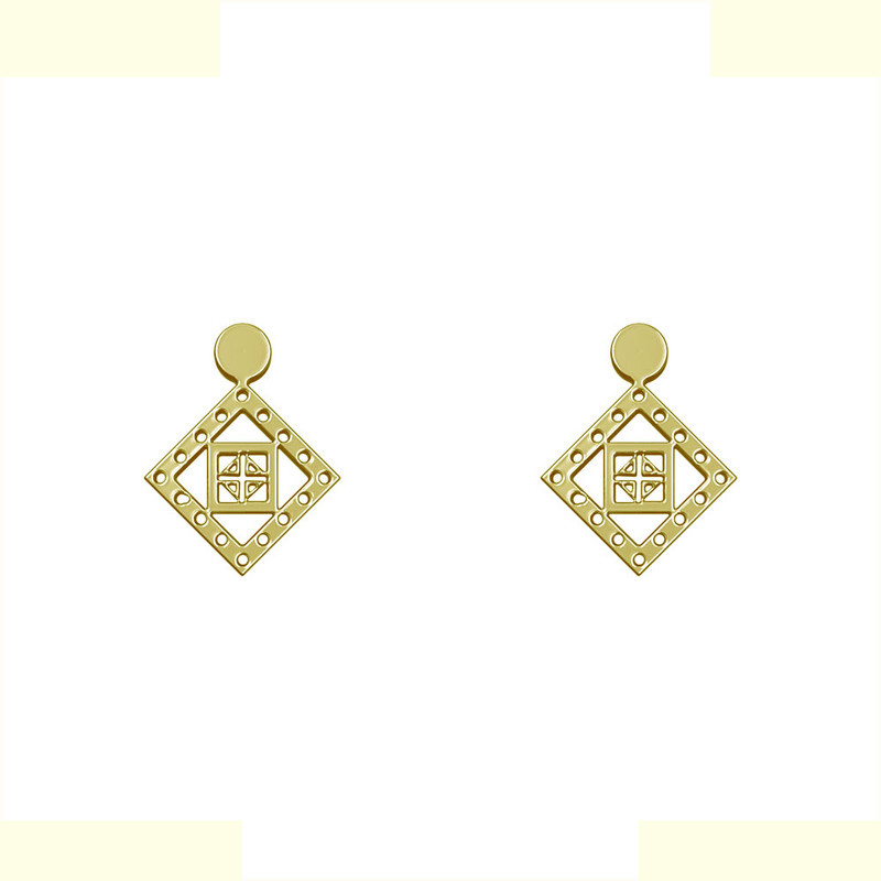 گوشواره طلا 18 عیار زنانه مدوپد مدل لوزی کد GA1-10648