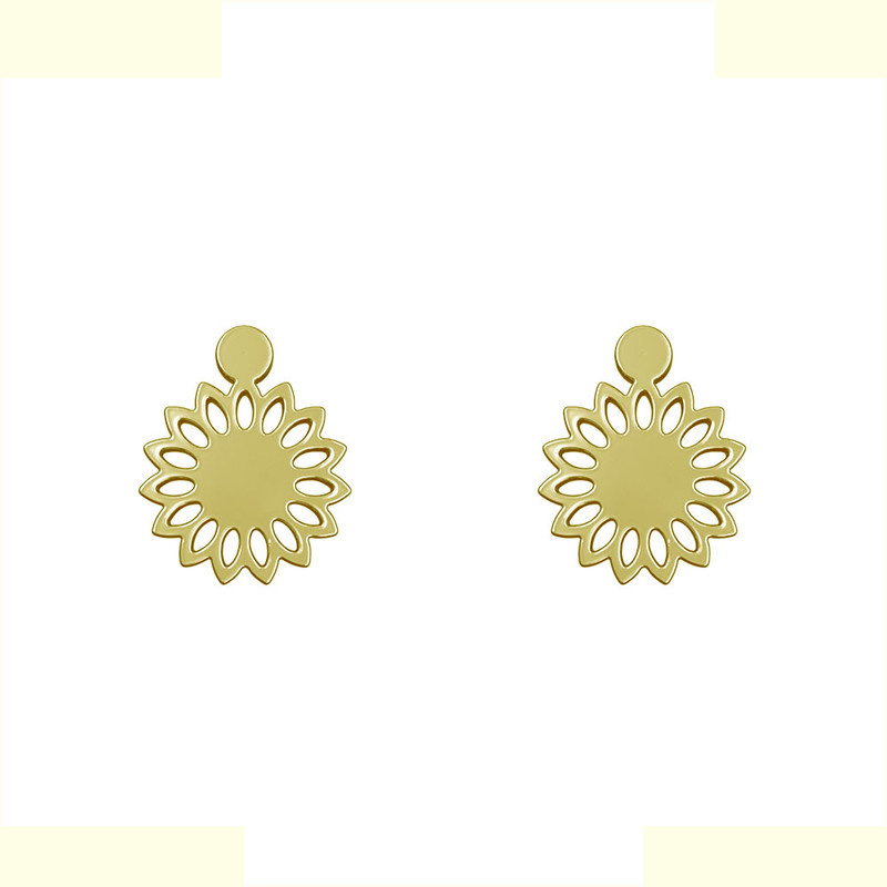 گوشواره طلا 18 عیار زنانه مدوپد مدل گل کد GA1-10815