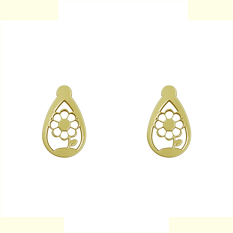 گوشواره طلا 18 عیار زنانه مدوپد مدل گل کد GA1-10986