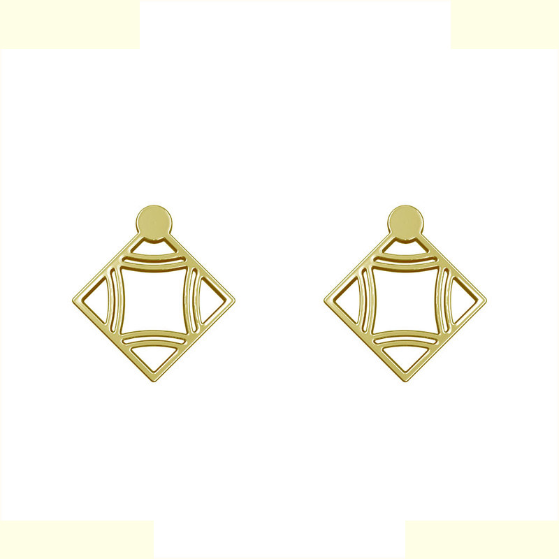 گوشواره طلا 18 عیار زنانه مدوپد مدل لوزی کد GA1-11002