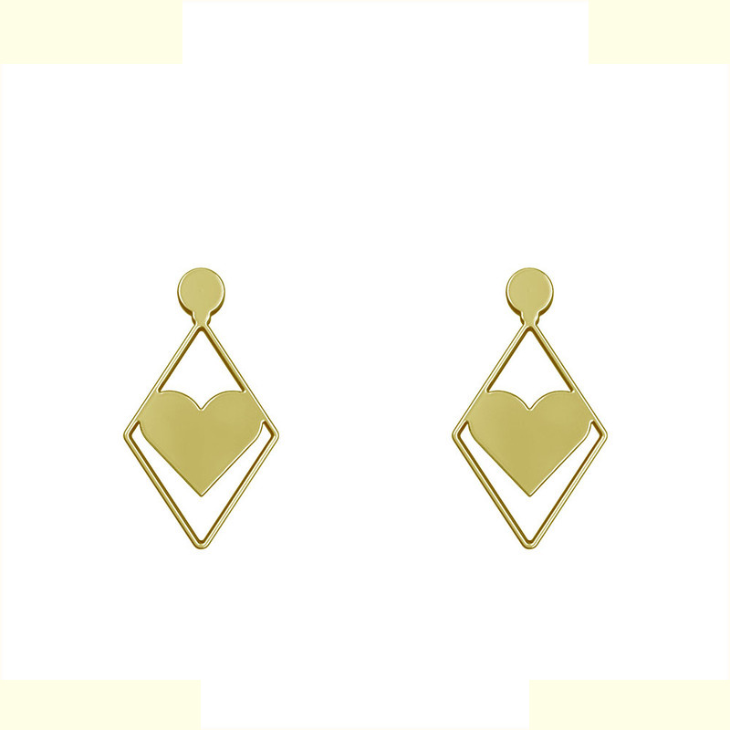 گوشواره طلا 18 عیار زنانه مدوپد مدل لوزی و قلب کد GA1-11039