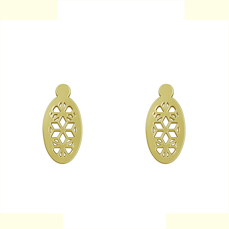 گوشواره طلا 18 عیار زنانه مدوپد مدل بیضی و گل کد GA1-11309 گوشواره طلا 18 عیار زنانه مدوپد مدل بیضی و گل کد GA1-11309