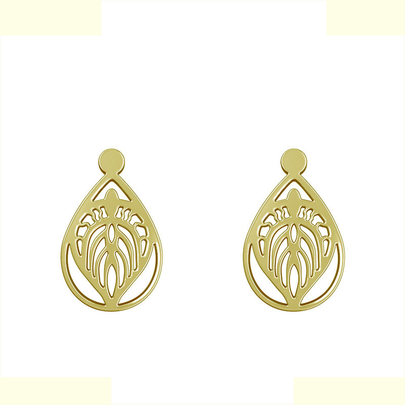 گوشواره طلا 18 عیار زنانه مدوپد مدل هندسی کد GA1-11343