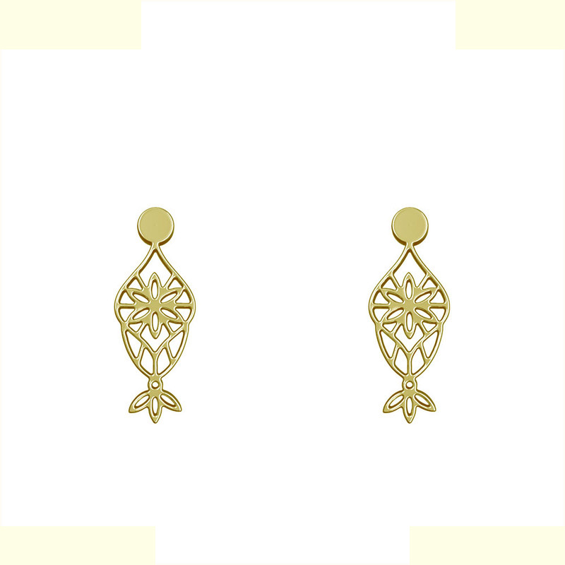 گوشواره طلا 18 عیار زنانه مدوپد مدل اسلیمی کد GA1-11364