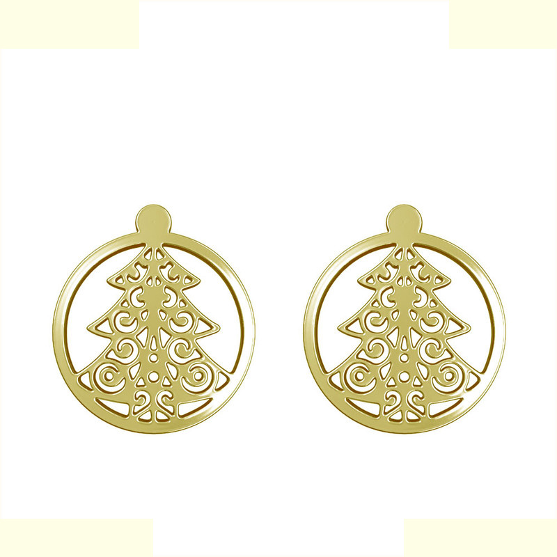 گوشواره طلا 18 عیار زنانه مدوپد مدل درخت کریسمس کد GA1-11371